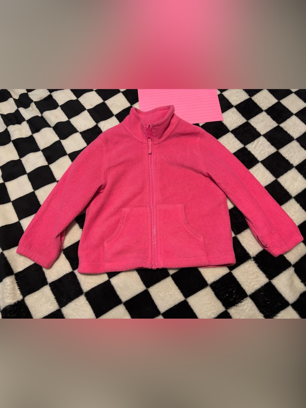 Kids Pink Fleece Zip-Up sweater fleece Jacket for fall going into winter